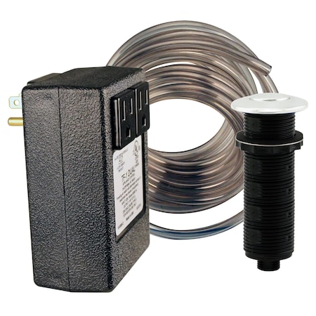 Westbrass Sink Deck Disposal Air Switch with Flush Button and Dual Outlet Box, Powder Coat White ASB-2B3-50